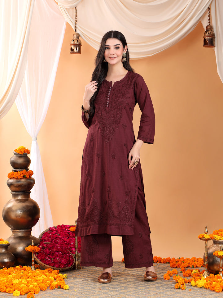 Priya Chikankari Kurta Palazzo Cotton Co-ord Set