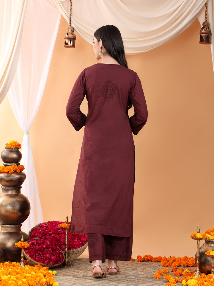 Priya Chikankari Kurta Palazzo Cotton Co-ord Set