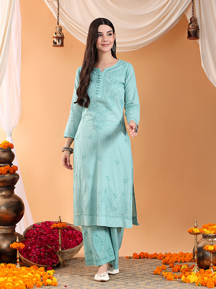 Priya Chikankari Kurta Palazzo Cotton Co-ord Set