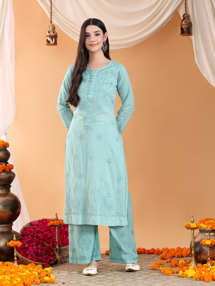 Priya Chikankari Kurta Palazzo Cotton Co-ord Set