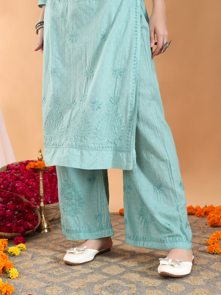 Priya Chikankari Kurta Palazzo Cotton Co-ord Set
