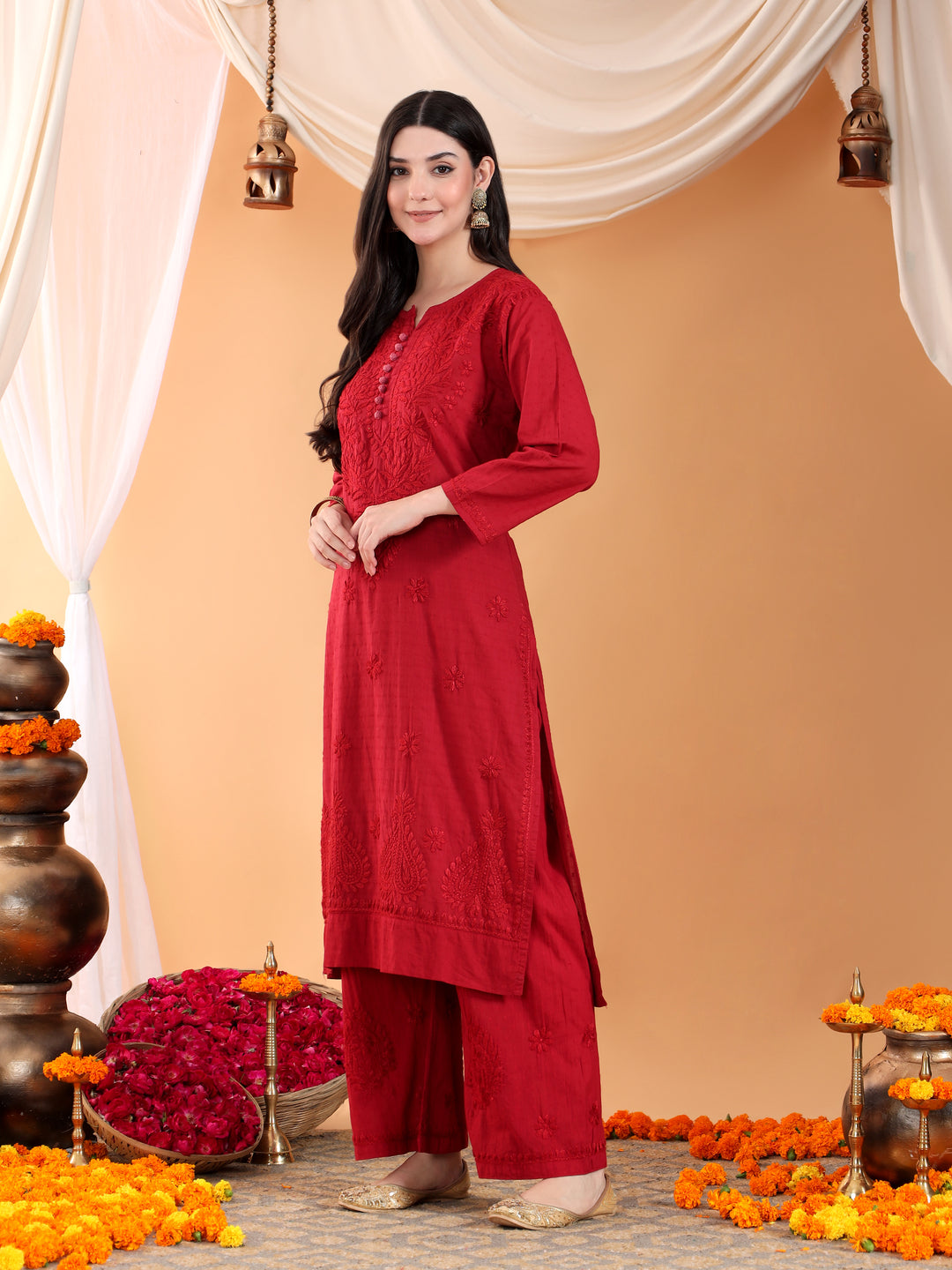 Priya Chikankari Kurta Palazzo Cotton Co-ord Set