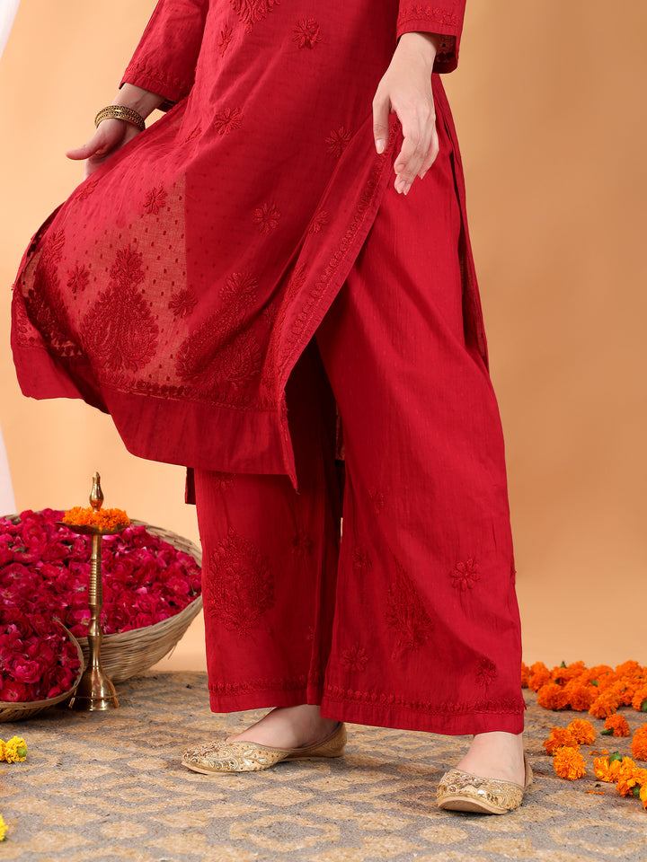 Priya Chikankari Kurta Palazzo Cotton Co-ord Set