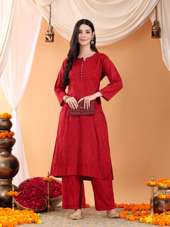 Priya Chikankari Kurta Palazzo Cotton Co-ord Set