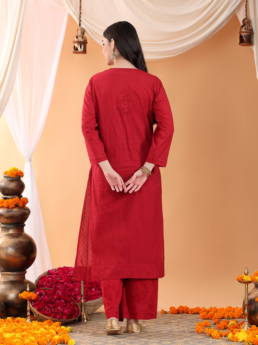Priya Chikankari Kurta Palazzo Cotton Co-ord Set