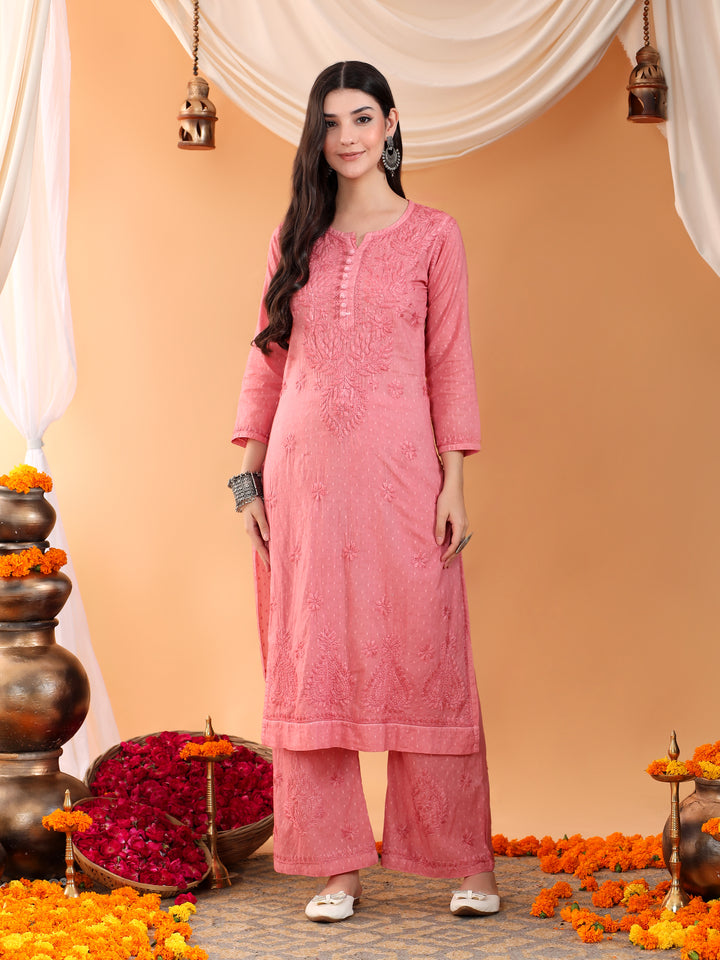 Priya Chikankari Kurta Palazzo Cotton Co-ord Set