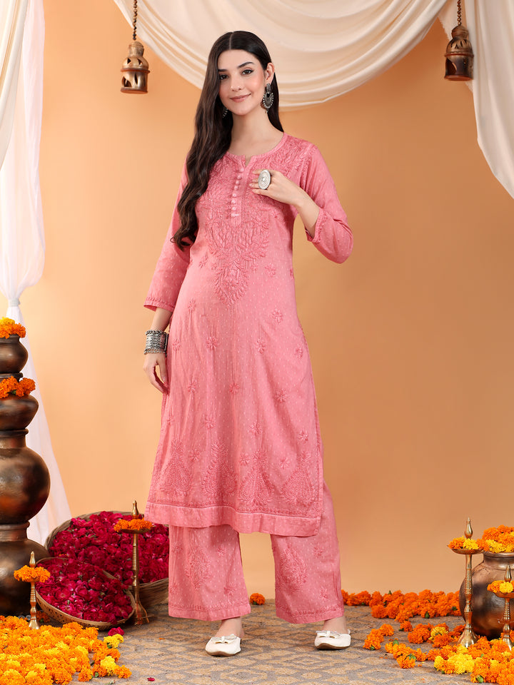 Priya Chikankari Kurta Palazzo Cotton Co-ord Set