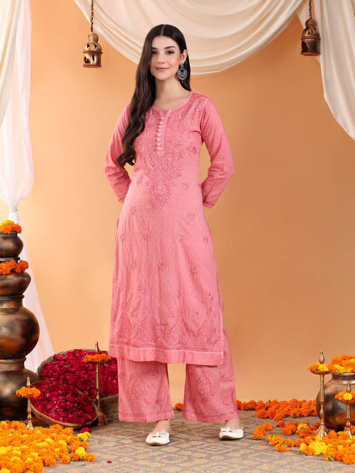 Priya Chikankari Kurta Palazzo Cotton Co-ord Set