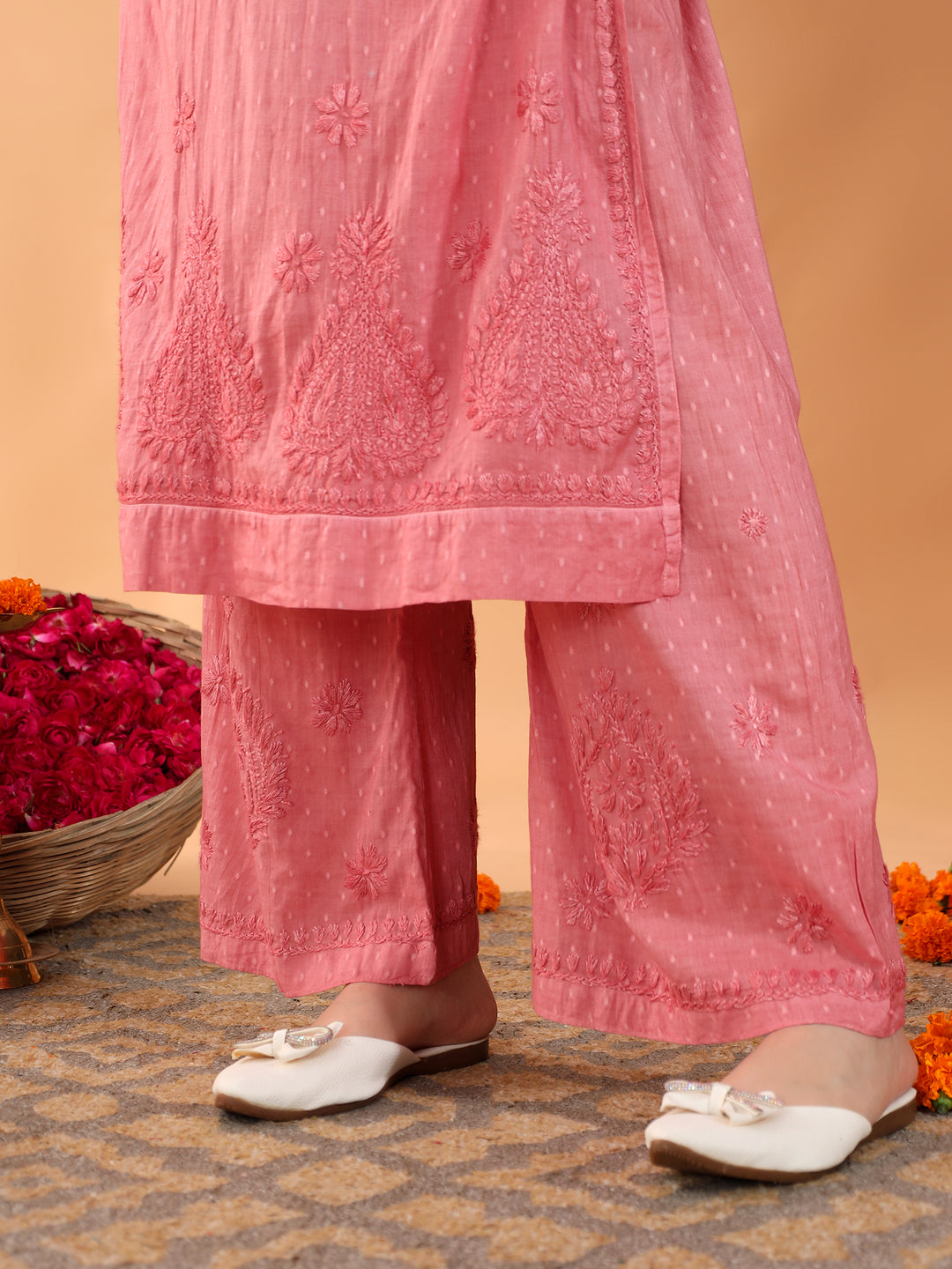 Priya Chikankari Kurta Palazzo Cotton Co-ord Set