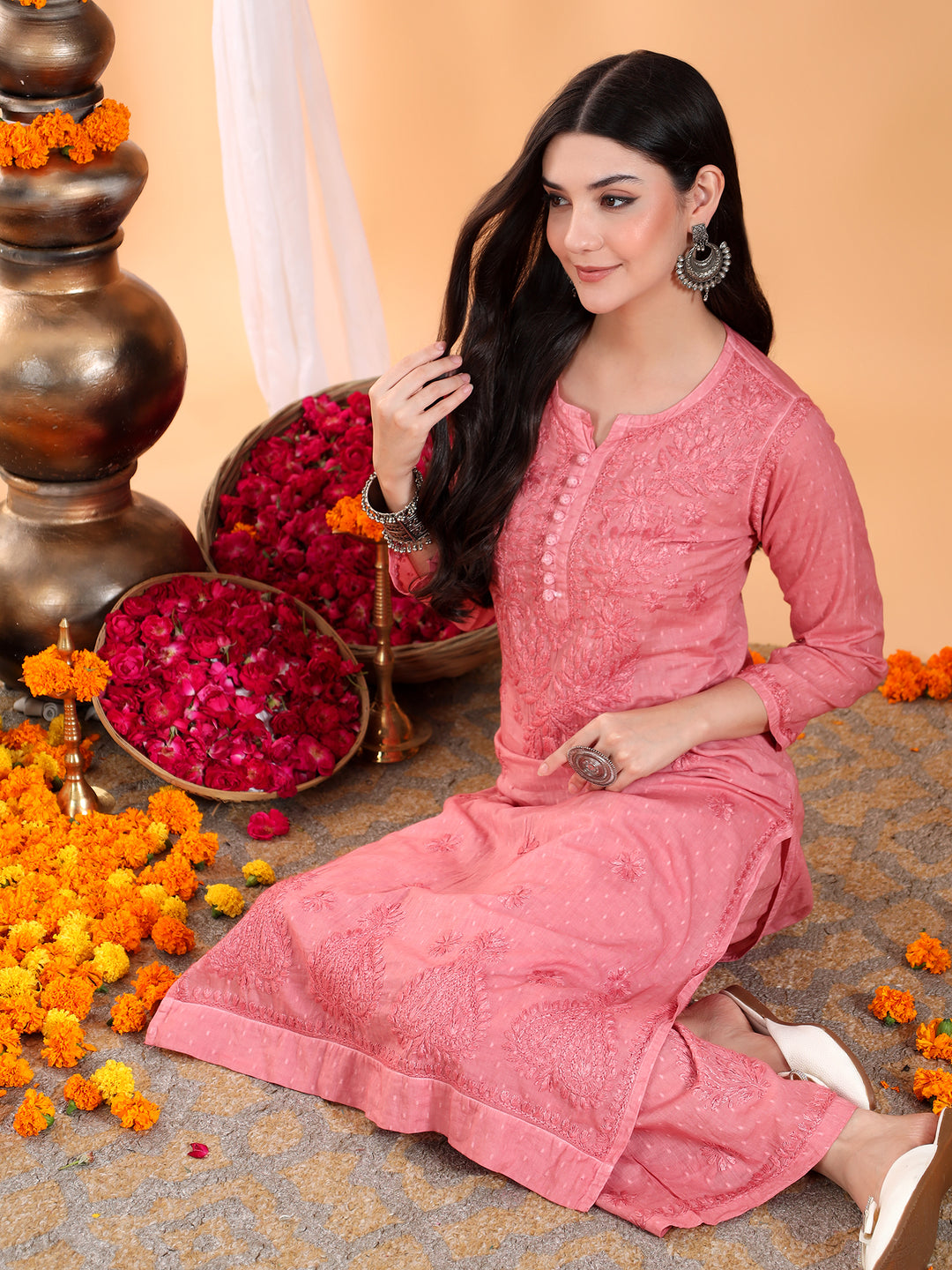 Priya Chikankari Kurta Palazzo Cotton Co-ord Set