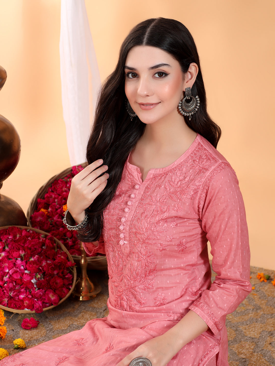 Priya Chikankari Kurta Palazzo Cotton Co-ord Set