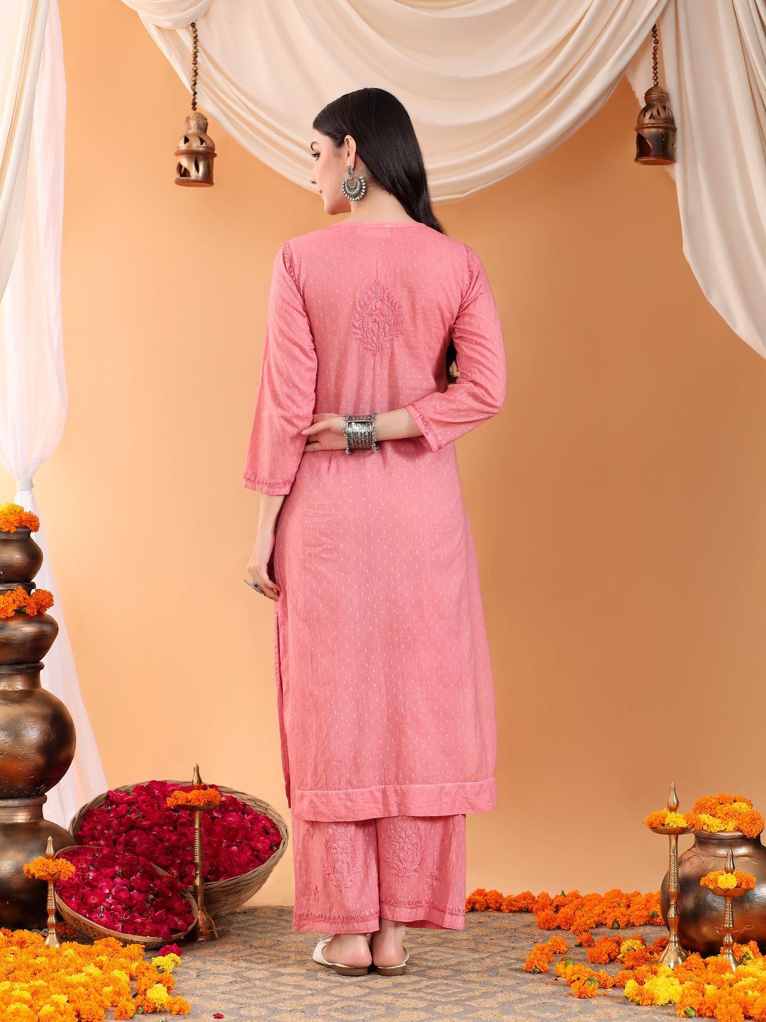 Priya Chikankari Kurta Palazzo Cotton Co-ord Set