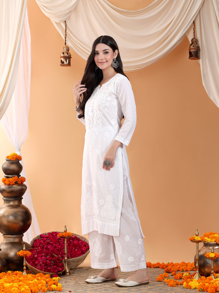 Priya Chikankari Kurta Palazzo Cotton Co-ord Set