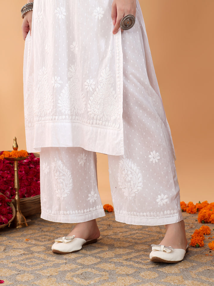 Priya Chikankari Kurta Palazzo Cotton Co-ord Set