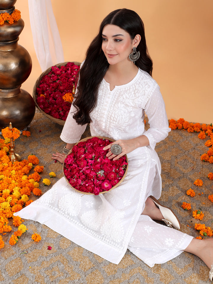 Priya Chikankari Kurta Palazzo Cotton Co-ord Set