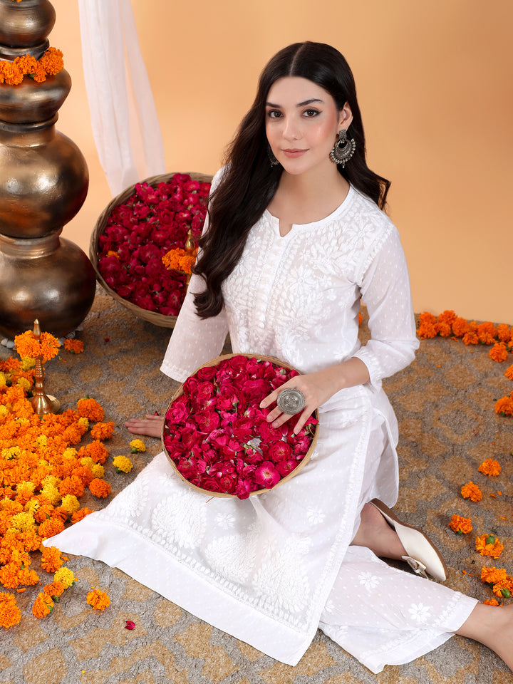 Priya Chikankari Kurta Palazzo Cotton Co-ord Set