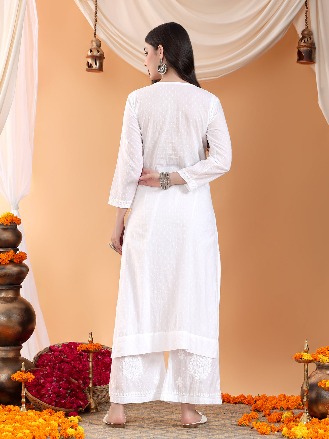 Priya Chikankari Kurta Palazzo Cotton Co-ord Set
