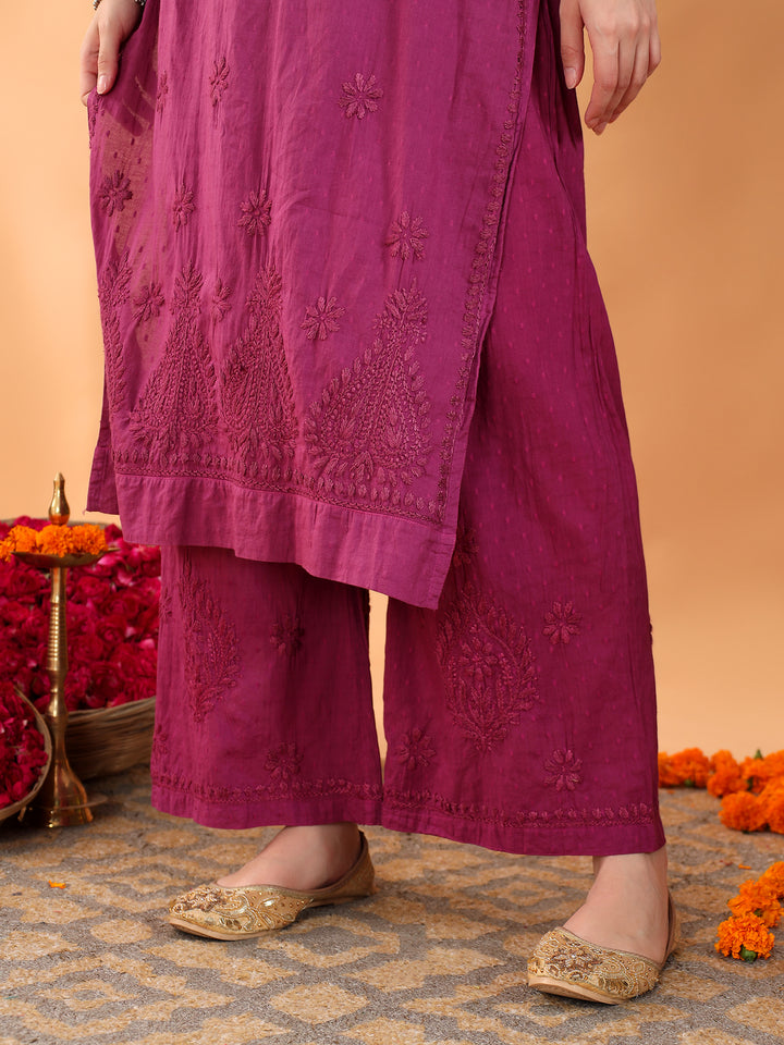 Priya Chikankari Kurta Palazzo Cotton Co-ord Set