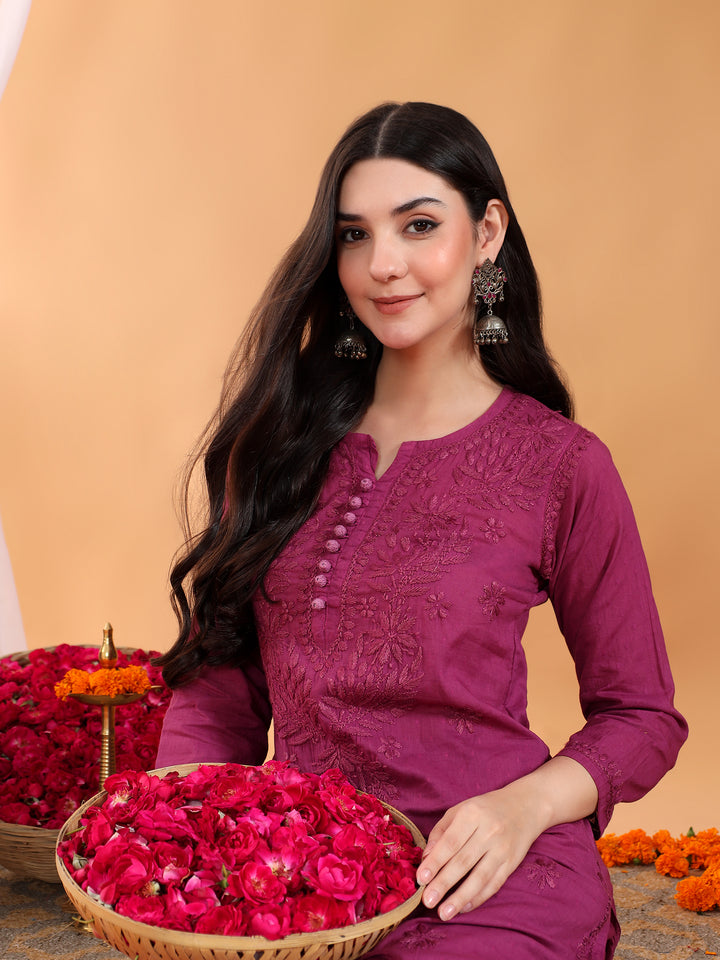 Priya Chikankari Kurta Palazzo Cotton Co-ord Set