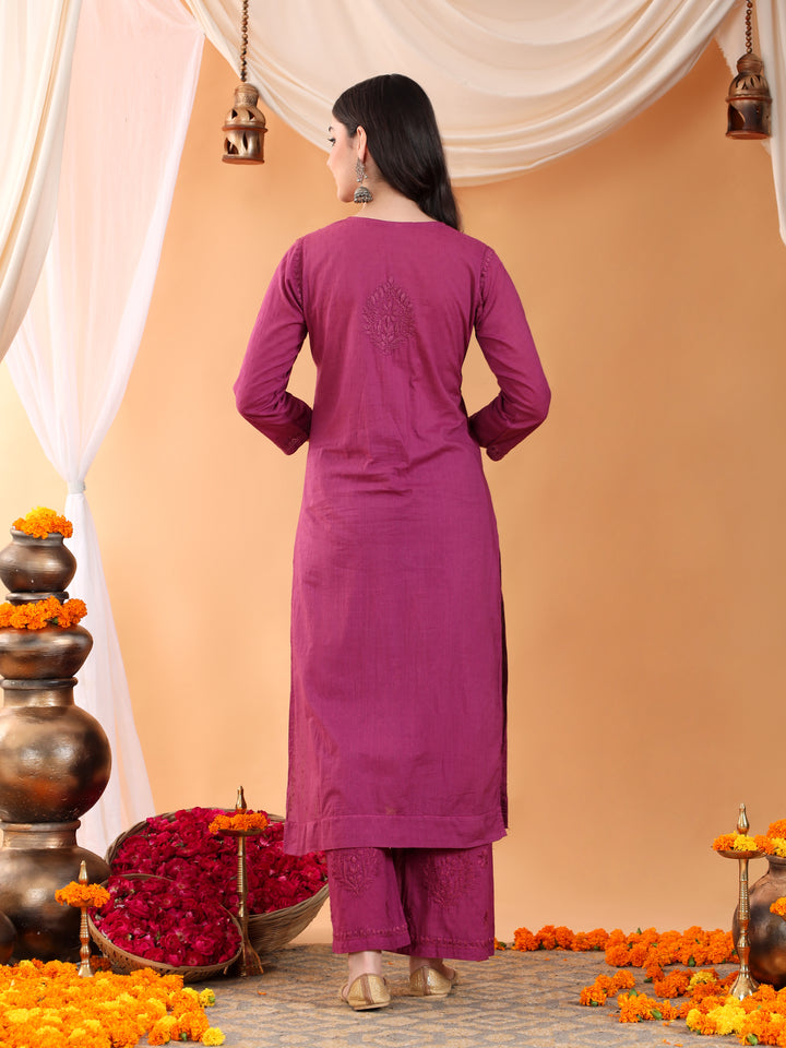 Priya Chikankari Kurta Palazzo Cotton Co-ord Set