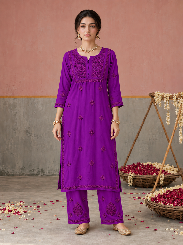 Lajja Chikankari Rayon Co-ord Set
