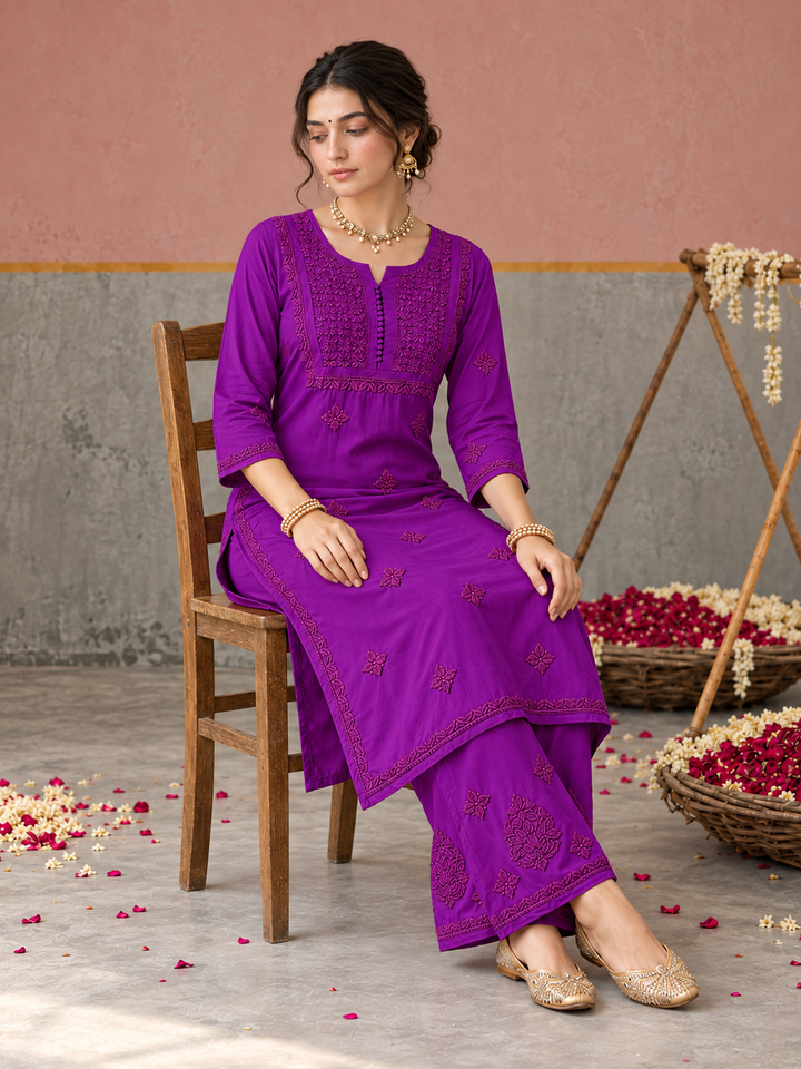 Lajja Chikankari Rayon Co-ord Set
