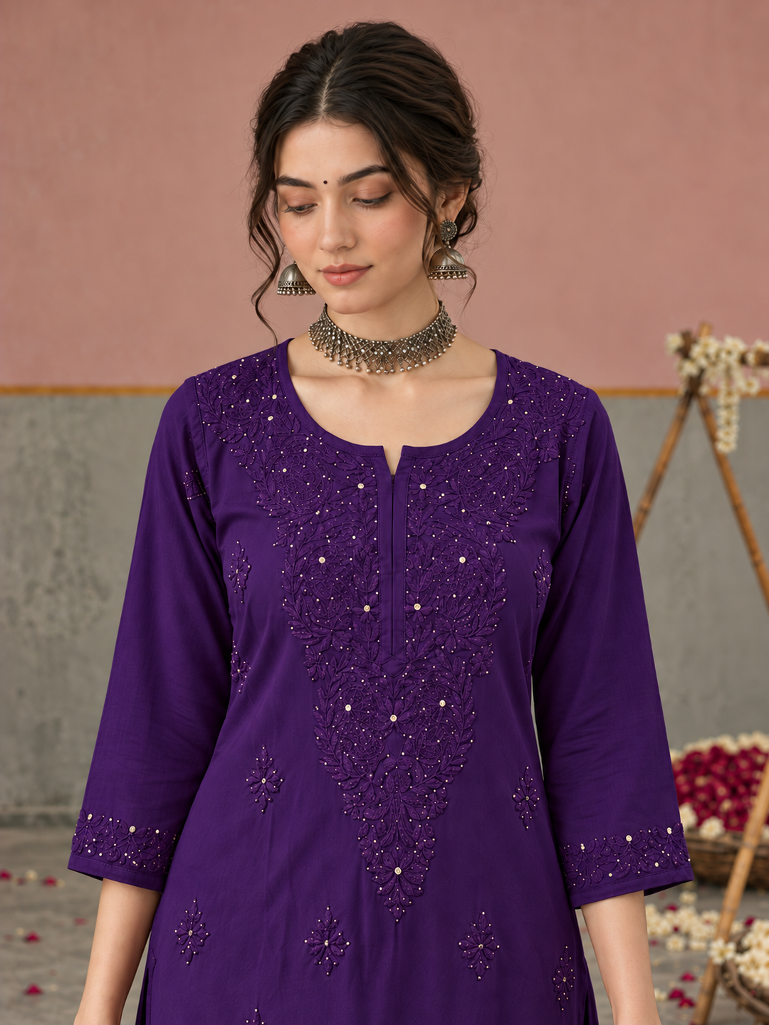Avika Rayon Chikankari Mukaish Co-ord Set