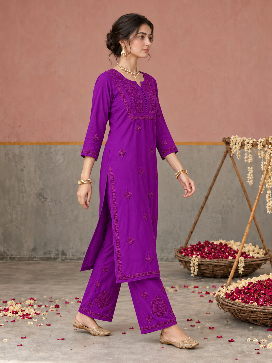 Lajja Chikankari Rayon Co-ord Set
