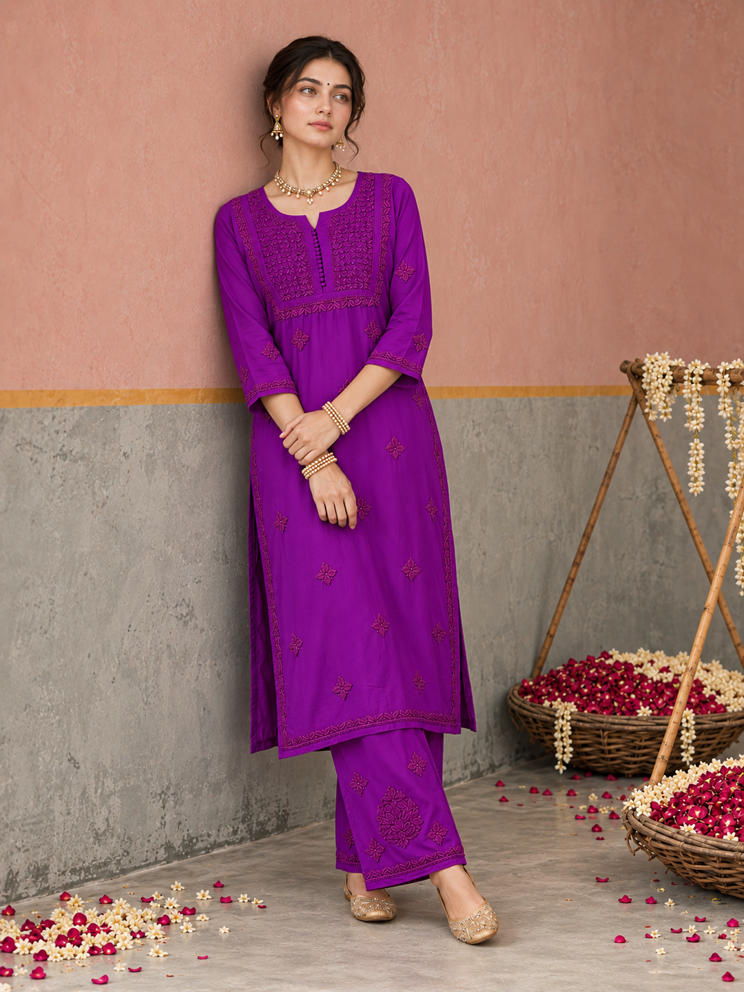 Lajja Chikankari Rayon Co-ord Set