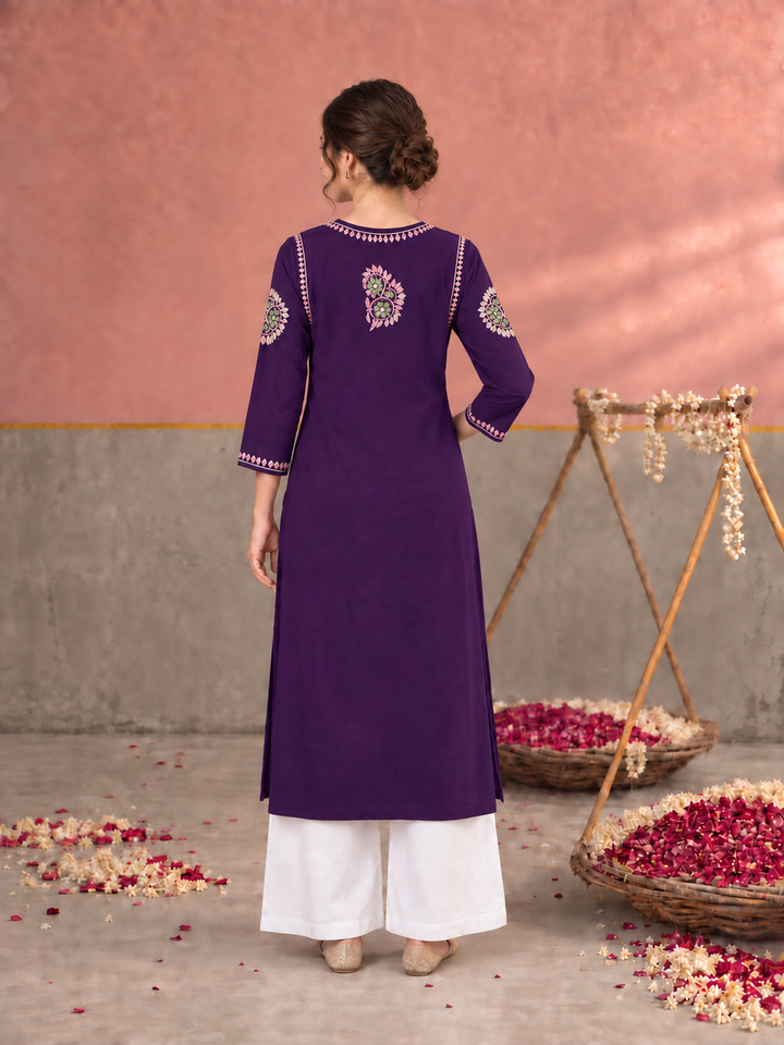Astha Rayon Chikankari Straight Kurta
