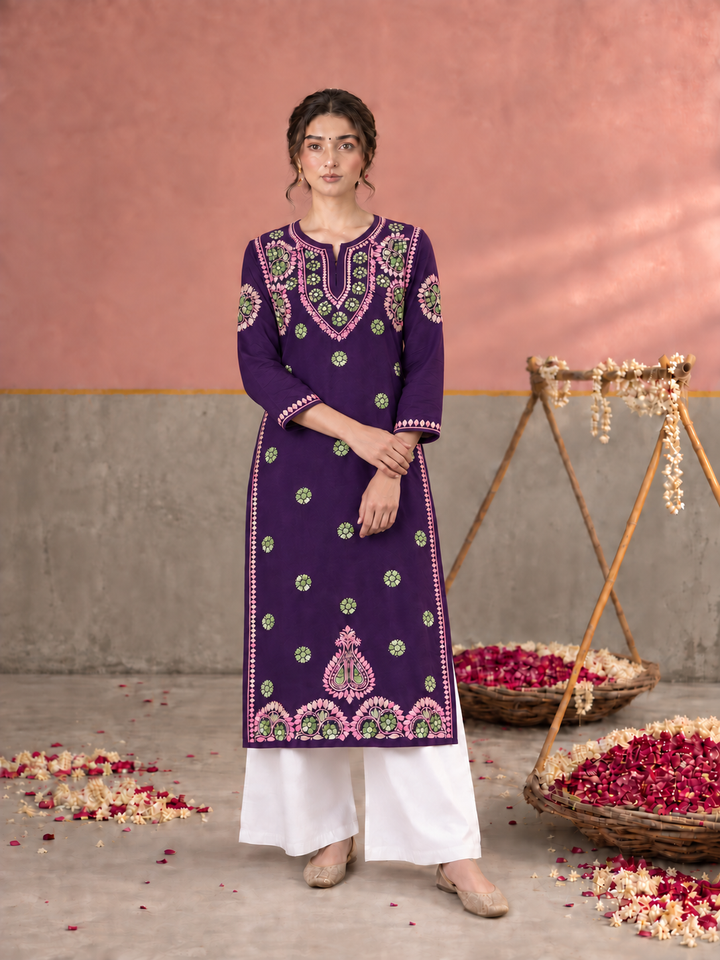 Astha Rayon Chikankari Straight Kurta