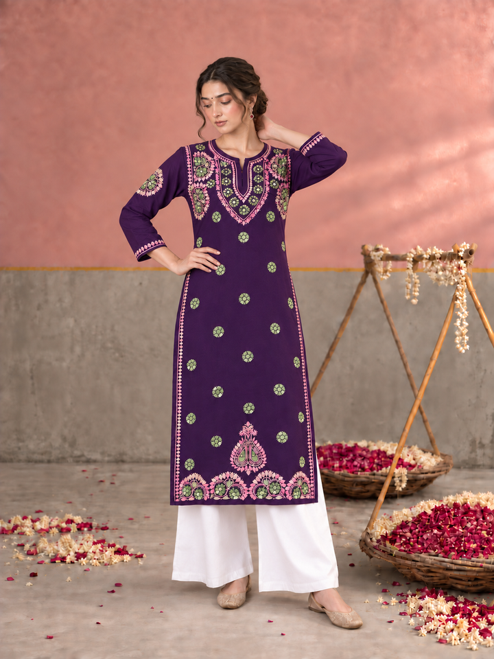 Astha Rayon Chikankari Straight Kurta