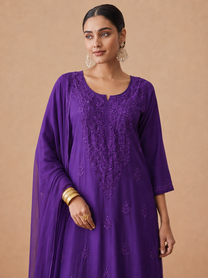 Kashish Rayon Chikankari Mukaish Co-ord Set