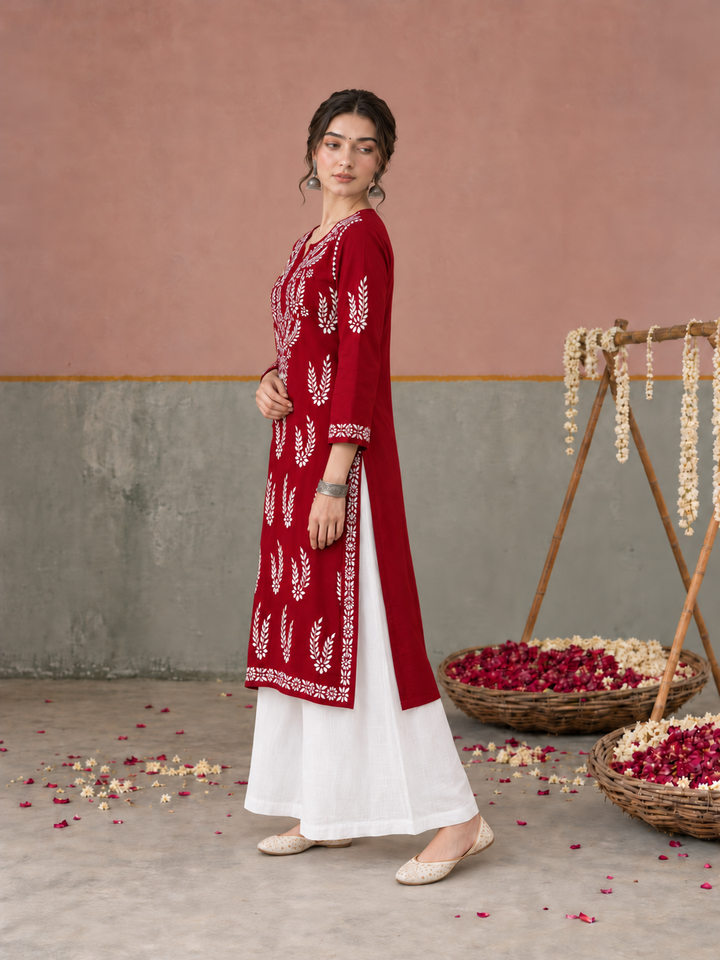 Vamika Chikankari Rayon Straight Kurta