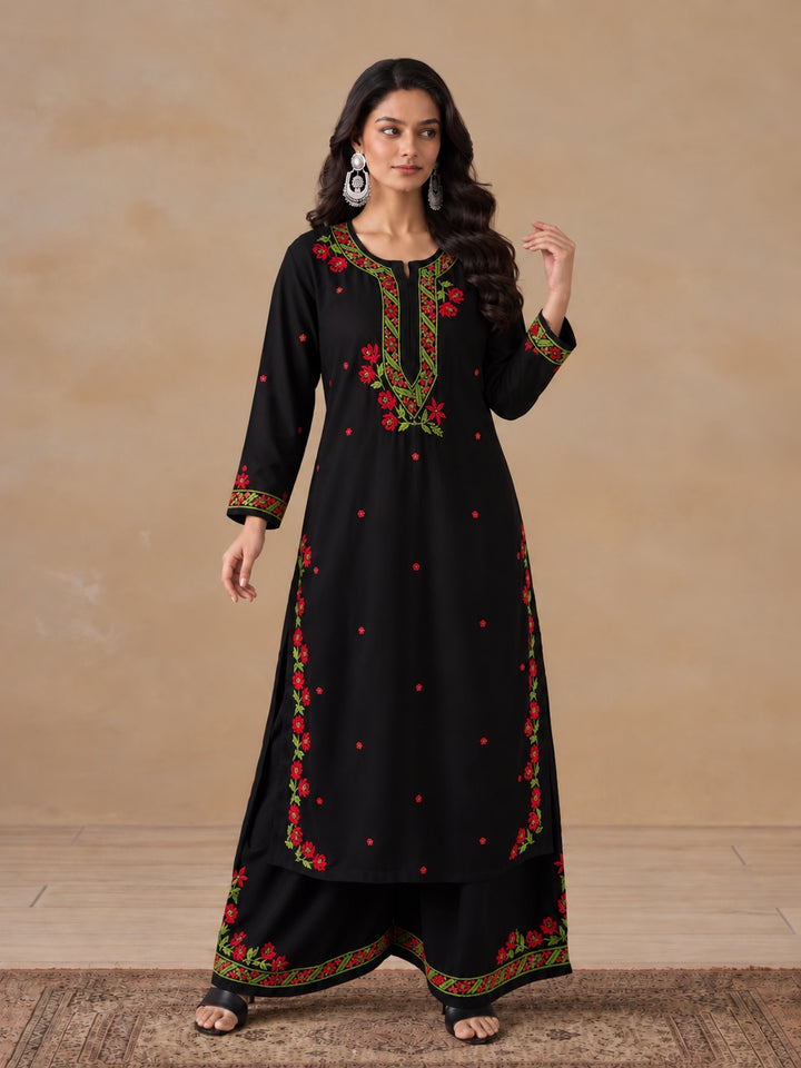 Hina Rayon Chikankari Rose Co-ord Set