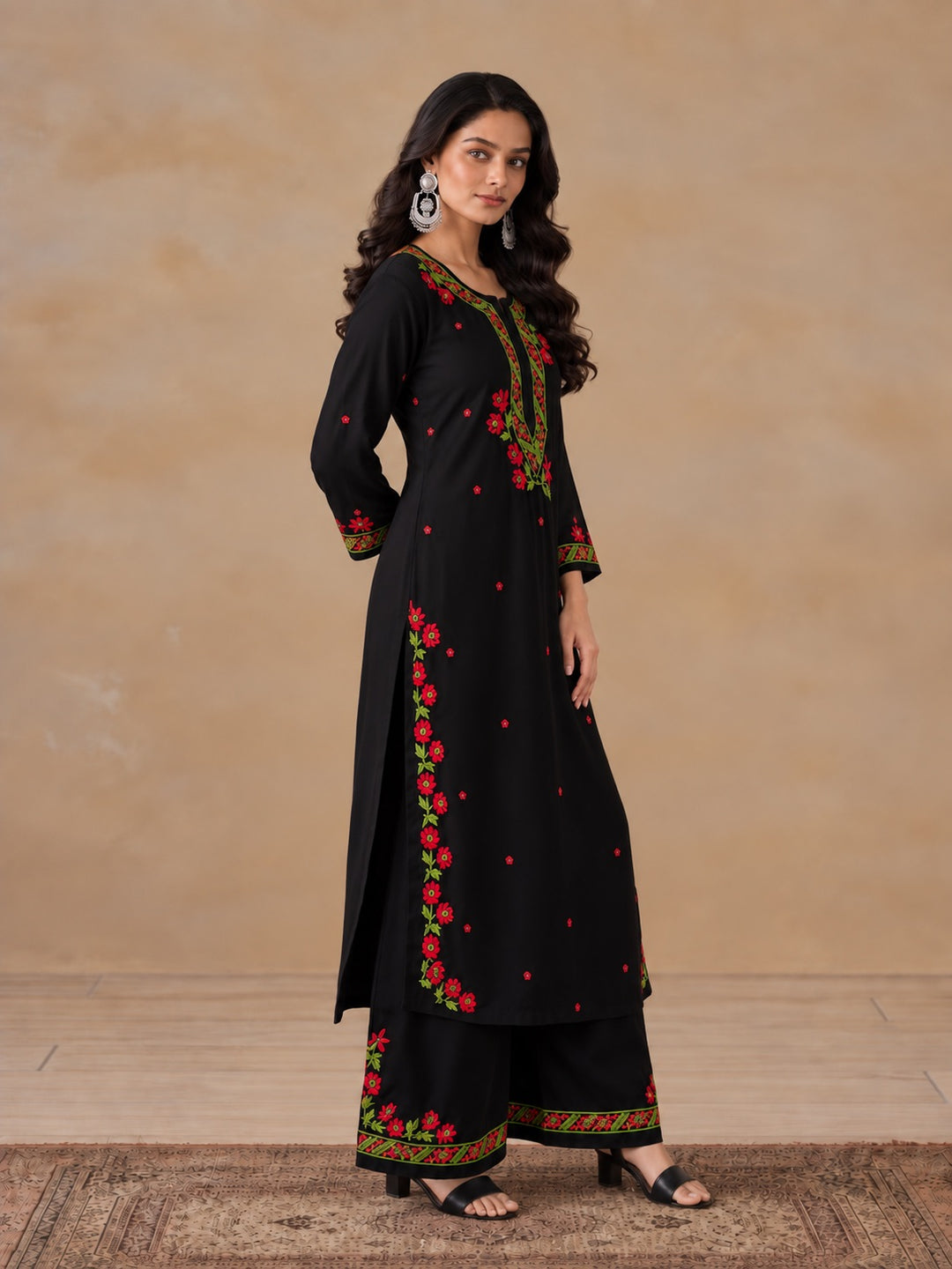 Hina Rayon Chikankari Rose Co-ord Set