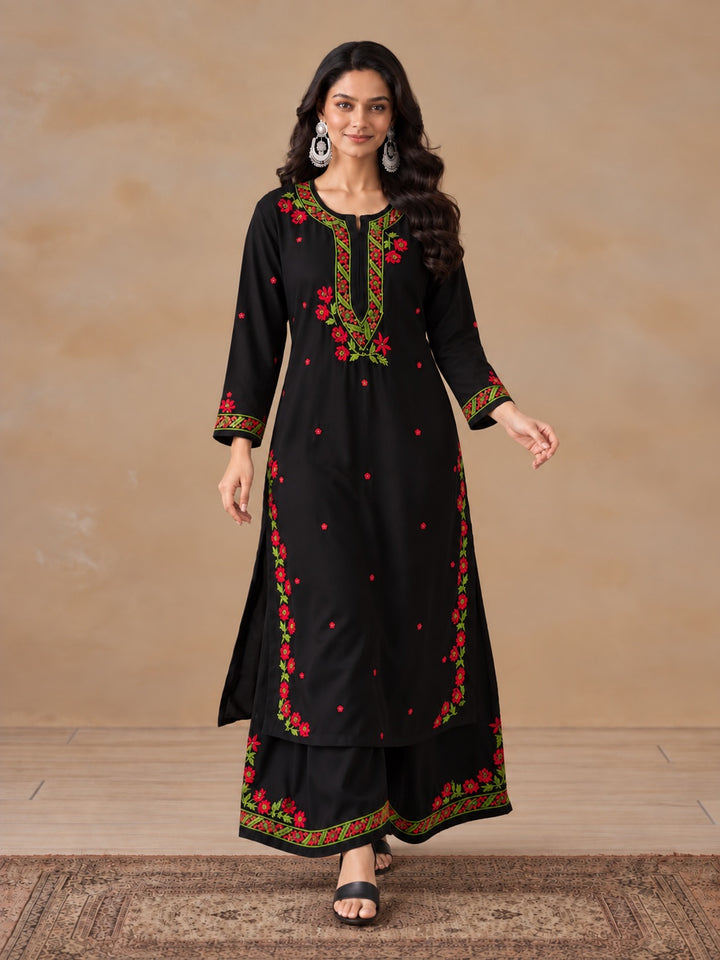 Hina Rayon Chikankari Rose Co-ord Set