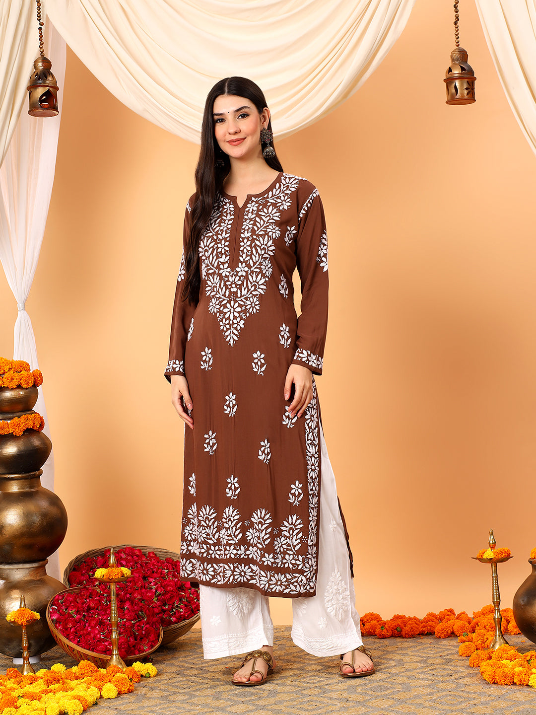 Rekha Modal Chikankari Premium Straight Kurta