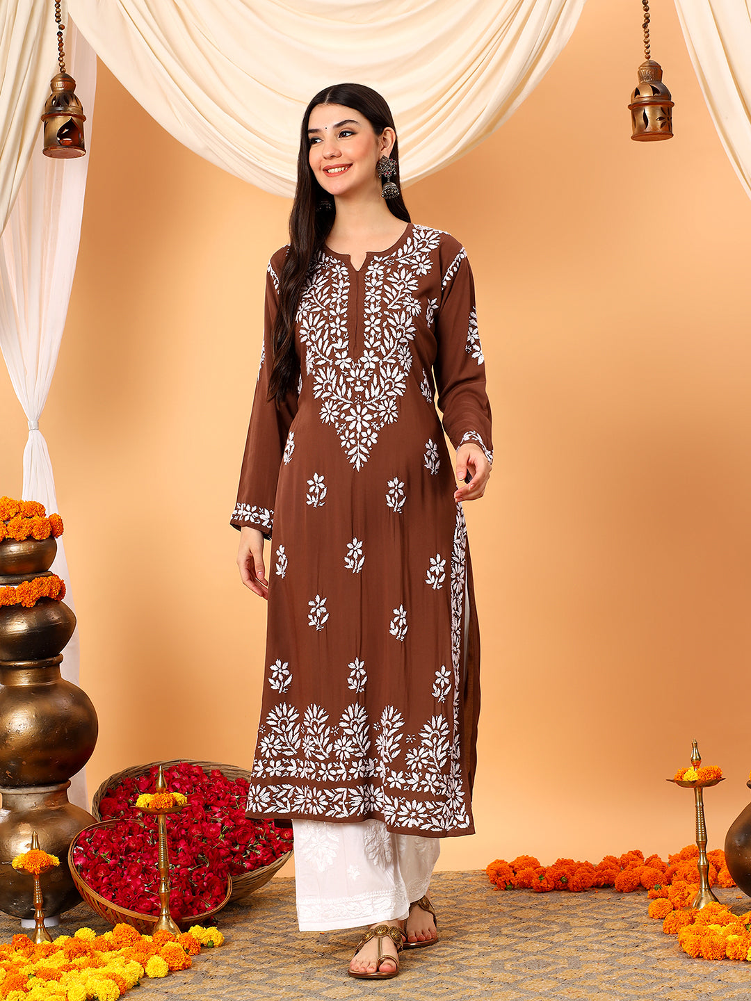 Rekha Modal Chikankari Premium Straight Kurta