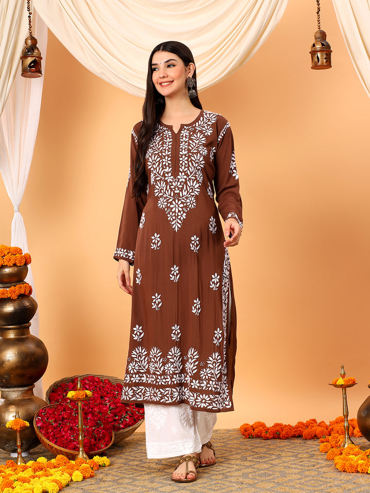 Rekha Modal Chikankari Premium Straight Kurta