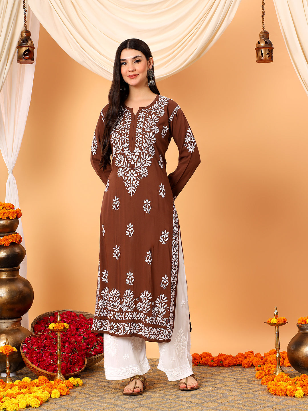 Rekha Modal Chikankari Premium Straight Kurta