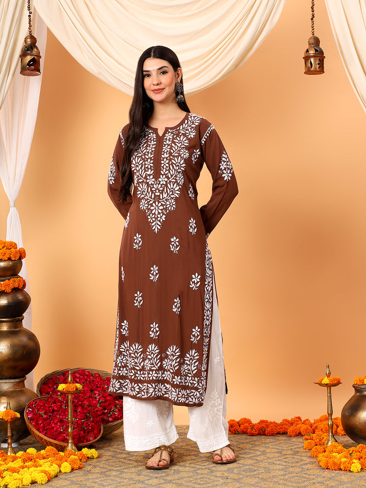 Rekha Modal Chikankari Premium Straight Kurta