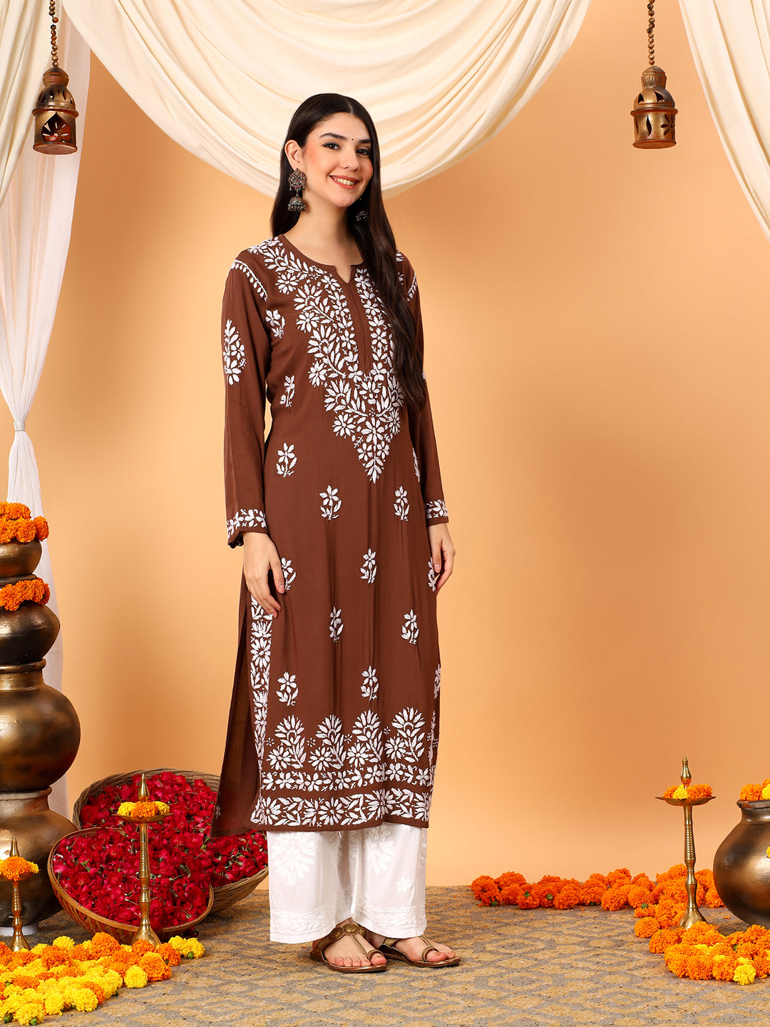 Rekha Modal Chikankari Premium Straight Kurta