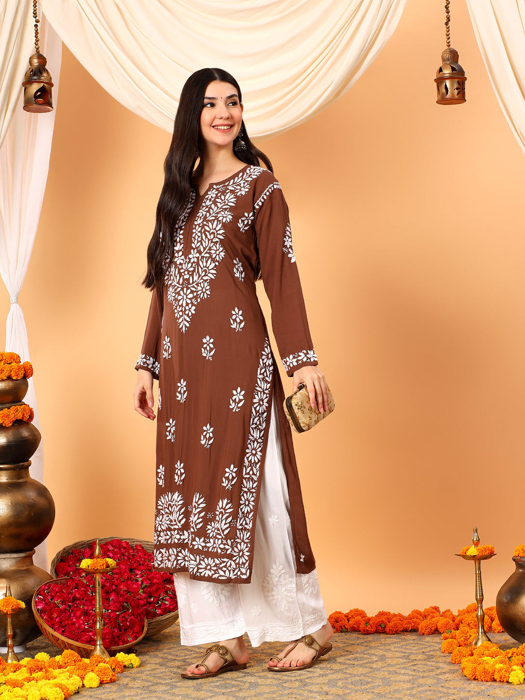 Rekha Modal Chikankari Premium Straight Kurta