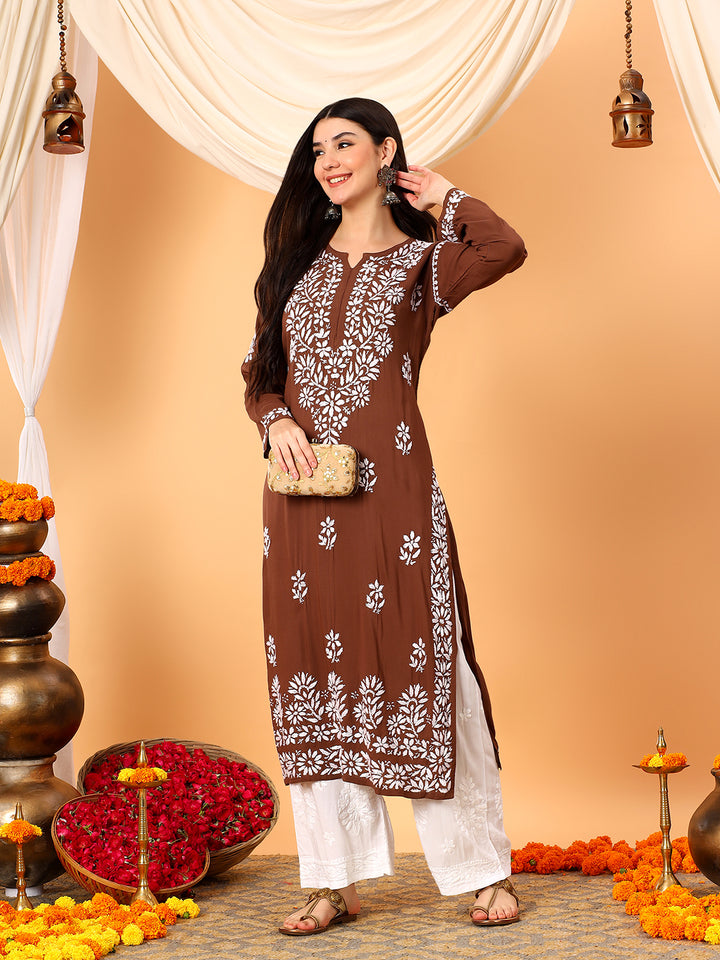 Rekha Modal Chikankari Premium Straight Kurta