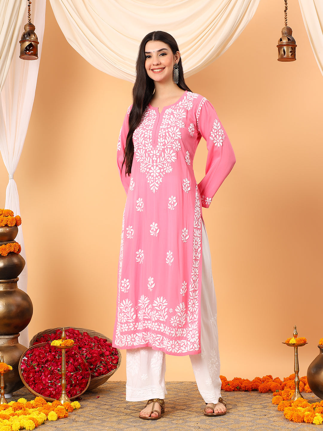 Rekha Modal Chikankari Premium Straight Kurta