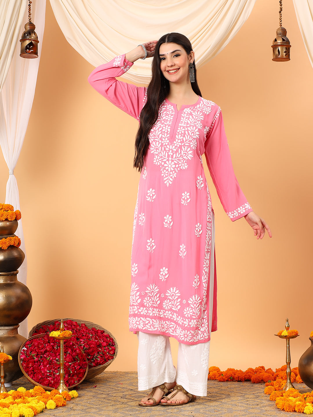 Rekha Modal Chikankari Premium Straight Kurta