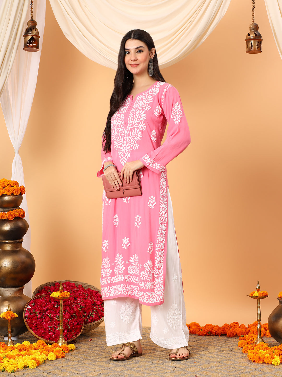 Rekha Modal Chikankari Premium Straight Kurta