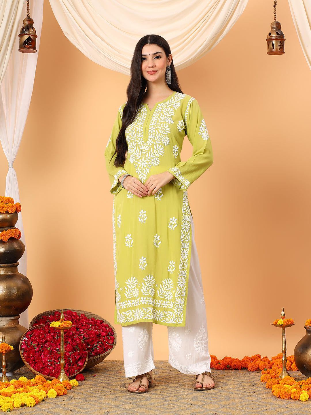 Rekha Modal Chikankari Premium Straight Kurta