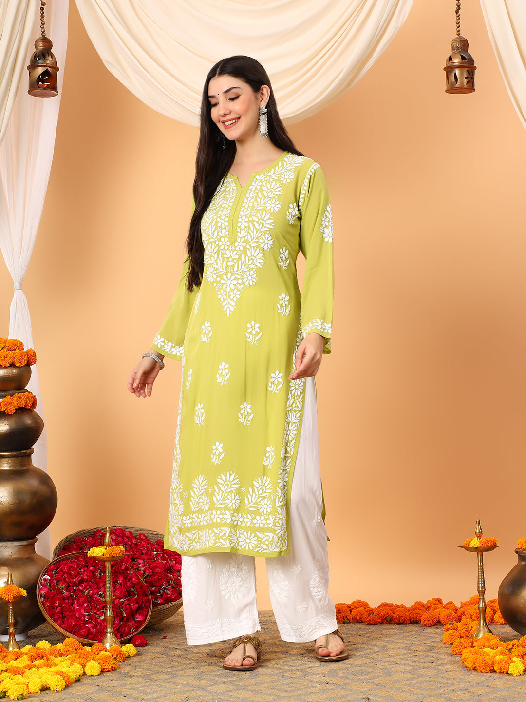 Rekha Modal Chikankari Premium Straight Kurta